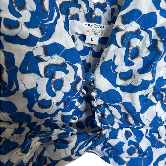 Thakoon x Rent the Runway Blue Floral Ruffle Crop Top - Size 0 - Picture 9 of 10